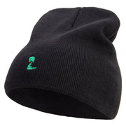 Cute Snake Embroidered 8 Inch Knitted Short Beanie - Black OSFM