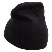 Cute Snake Embroidered 8 Inch Knitted Short Beanie - Black OSFM