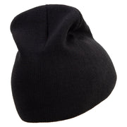 Cute Snake Embroidered 8 Inch Knitted Short Beanie - Black OSFM