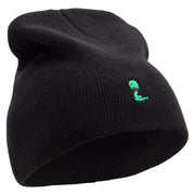 Cute Snake Embroidered 8 Inch Knitted Short Beanie - Black OSFM