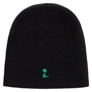 Cute Snake Embroidered 8 Inch Knitted Short Beanie - Black OSFM