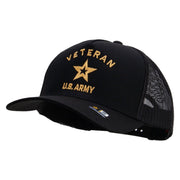 Licensed U.S. Army Veteran Military Embroidered Twill 5 panel Mesh Back Cap - Black OSFM