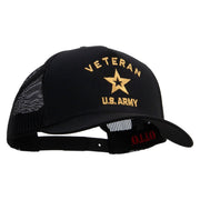 Licensed U.S. Army Veteran Military Embroidered Twill 5 panel Mesh Back Cap - Black OSFM