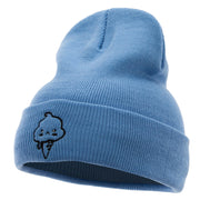 Angry Ice Cream Embroidered 12 Inch Long Kintted Beanie