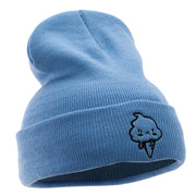 Angry Ice Cream Embroidered 12 Inch Long Kintted Beanie