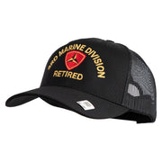 3rd Marine Division Retired Embroidered 6 Panel Structured Cotton Twill Mesh Cap Made in USA - Black OSFM