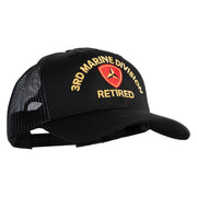 3rd Marine Division Retired Embroidered 6 Panel Structured Cotton Twill Mesh Cap Made in USA - Black OSFM