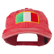 Italy Flag Embroidered Washed Cotton Twill Cap