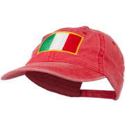 Italy Flag Embroidered Washed Cotton Twill Cap