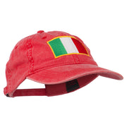 Italy Flag Embroidered Washed Cotton Twill Cap