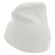 Cute Snake Embroidered 8 Inch Knitted Short Beanie - White OSFM