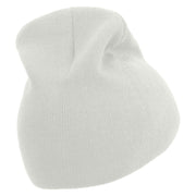 Cute Snake Embroidered 8 Inch Knitted Short Beanie - White OSFM