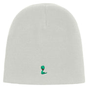 Cute Snake Embroidered 8 Inch Knitted Short Beanie - White OSFM