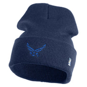 US Air Force Wing Logo Embroidered 12 Inch Knit Long Beanie - Navy OSFM