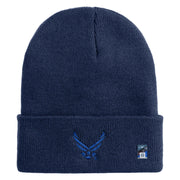 US Air Force Wing Logo Embroidered 12 Inch Knit Long Beanie - Navy OSFM