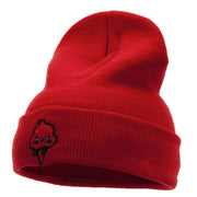 Angry Ice Cream Embroidered 12 Inch Long Kintted Beanie