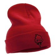 Angry Ice Cream Embroidered 12 Inch Long Kintted Beanie