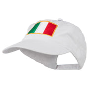 Italy Flag Embroidered Washed Cotton Twill Cap