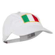 Italy Flag Embroidered Washed Cotton Twill Cap