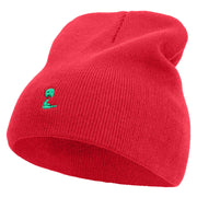 Cute Snake Embroidered 8 Inch Knitted Short Beanie - Red OSFM