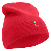 Cute Snake Embroidered 8 Inch Knitted Short Beanie - Red OSFM