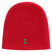 Cute Snake Embroidered 8 Inch Knitted Short Beanie - Red OSFM