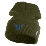 US Air Force Wing Logo Embroidered 12 Inch Knit Long Beanie - Olive OSFM