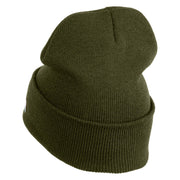 US Air Force Wing Logo Embroidered 12 Inch Knit Long Beanie - Olive OSFM