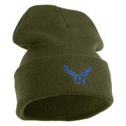US Air Force Wing Logo Embroidered 12 Inch Knit Long Beanie - Olive OSFM
