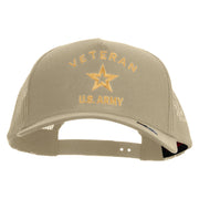 Licensed U.S. Army Veteran Military Embroidered Twill 5 panel Mesh Back Cap - Khaki OSFM