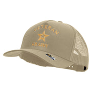 Licensed U.S. Army Veteran Military Embroidered Twill 5 panel Mesh Back Cap - Khaki OSFM