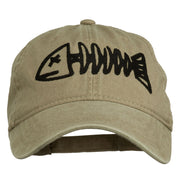 Fishbone Embroidered Pigment Dyed Brass Buckle Cap