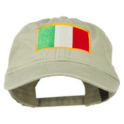 Italy Flag Embroidered Washed Cotton Twill Cap