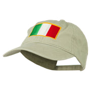 Italy Flag Embroidered Washed Cotton Twill Cap