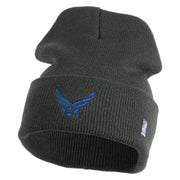 US Air Force Wing Logo Embroidered 12 Inch Knit Long Beanie - Charcoal OSFM