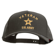 Licensed U.S. Army Veteran Military Embroidered Twill 5 panel Mesh Back Cap - Charcoal OSFM