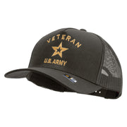 Licensed U.S. Army Veteran Military Embroidered Twill 5 panel Mesh Back Cap - Charcoal OSFM