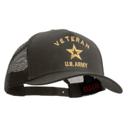 Licensed U.S. Army Veteran Military Embroidered Twill 5 panel Mesh Back Cap - Charcoal OSFM