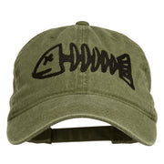 Fishbone Embroidered Pigment Dyed Brass Buckle Cap