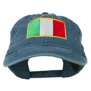 Italy Flag Embroidered Washed Cotton Twill Cap