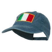 Italy Flag Embroidered Washed Cotton Twill Cap