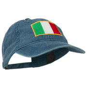 Italy Flag Embroidered Washed Cotton Twill Cap