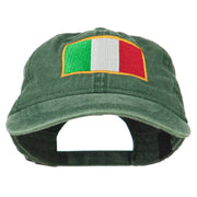 Italy Flag Embroidered Washed Cotton Twill Cap