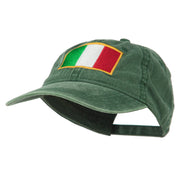 Italy Flag Embroidered Washed Cotton Twill Cap