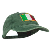 Italy Flag Embroidered Washed Cotton Twill Cap