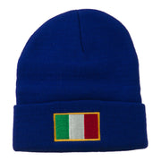 Europe Italy Flag Embroidered Long Cuff Beanie