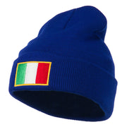 Europe Italy Flag Embroidered Long Cuff Beanie