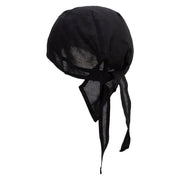 Soccer Flag Embroidered Cotton Poplin Biker Style Head Wrap - Black OSFM