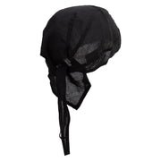 Soccer Flag Embroidered Cotton Poplin Biker Style Head Wrap - Black OSFM