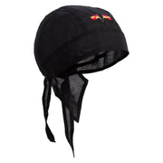 Soccer Flag Embroidered Cotton Poplin Biker Style Head Wrap - Black OSFM